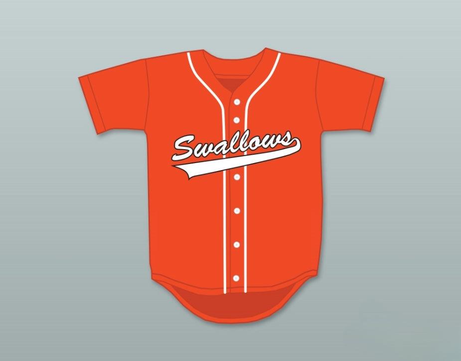 Custom Any Name Number PRESTON LACY 35 SWALLOWS PLAY BALL ORANGE BASEBALL JERSEY Top Stitched S-6XL