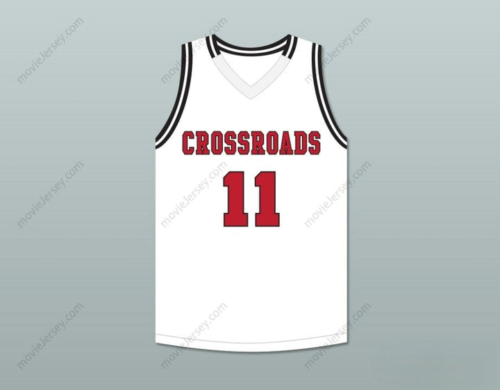 CAMISETA DE BALONCESTO BLANCA ROADRUNNERS DE SHAREEF O'NEAL #11 DE LA ESCUELA CROSSROADS PERSONALIZABLE CON CUALQUIER NOMBRE Y NÚMERO, 2 costuras superiores, Tallas S-6XL