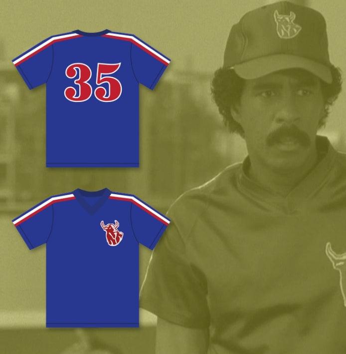 Camiseta de béisbol azul MONTY BREWSTER 35 con cualquier nombre y número personalizado, BREWSTER'S MILLIONS, costuras decorativas, tallas S-6XL