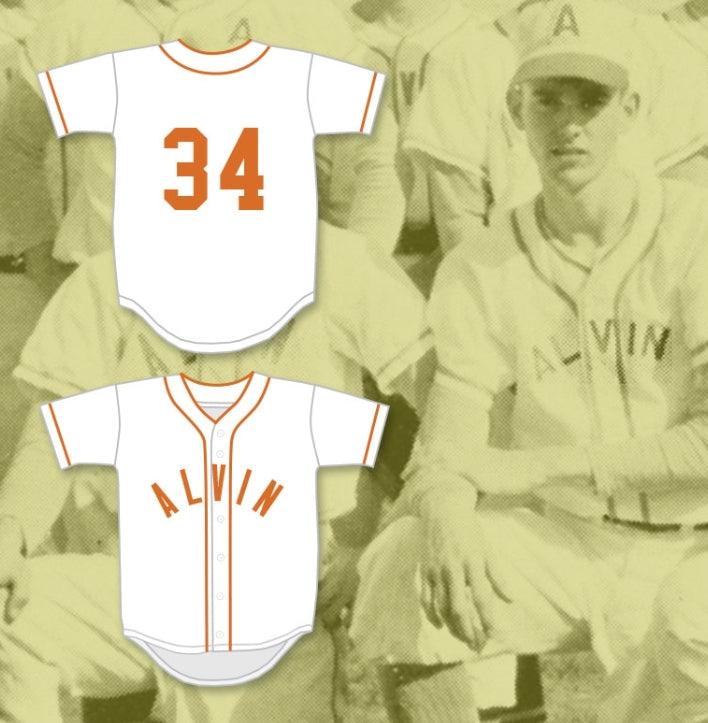 Camiseta de béisbol blanca con el número 34 de Nolan Ryan, de los Yellowjackets de Alvin High School, con nombre y número personalizados, con costuras superiores, tallas S-6XL