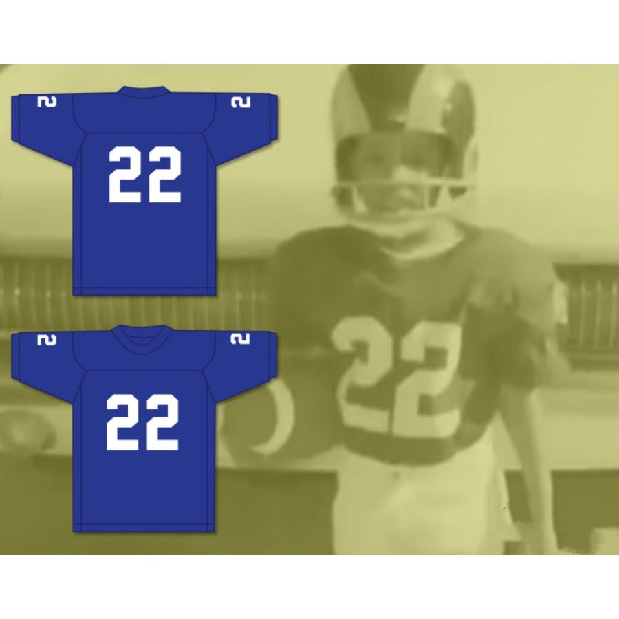 CUSTOM ANY Name Number ANDRE YOUNG 22 GRADE SCHOOL BLUE FOOTBALL JERSEY G FUNK DOCUMENTARY Top Stitched S-6XL