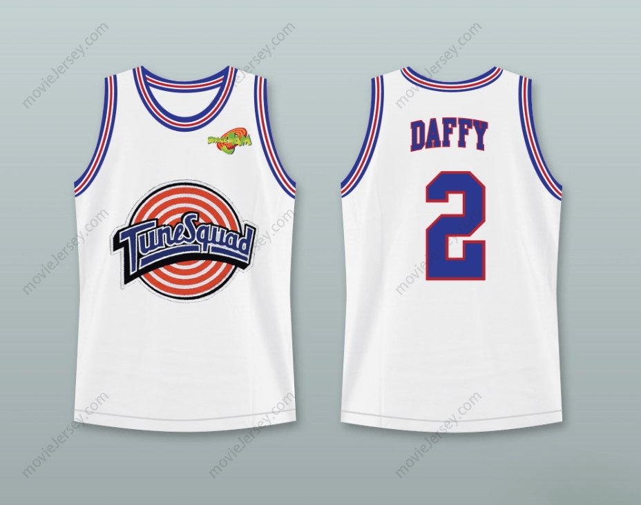 CAMISETA DE BALONCESTO TUNE SQUAD DE PATO LUCAS 2 CON NÚMERO Y NOMBRE PERSONALIZADOS CON PARCHE DE SPACE JAM, Costuras de primera calidad, Tallas S-6XL