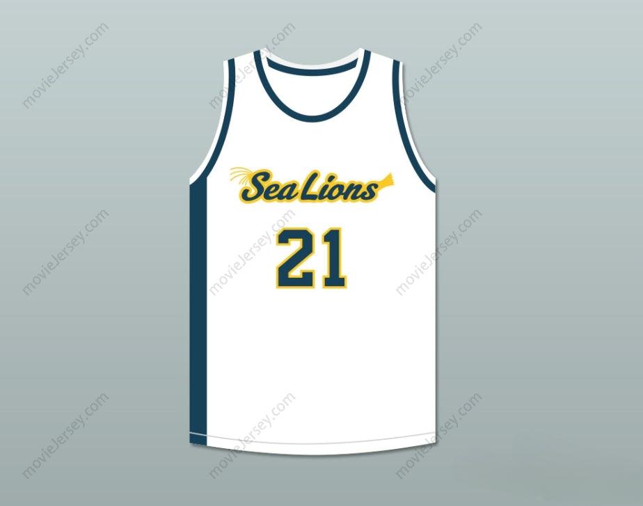 PERSONALIZA Cualquier Nombre Número EVAN WHITBOURNE 21 MALIBU VISTA SEA LIONS JERSEY DE BALONCESTO DALE DURO: LUCHA HASTA EL FINAL Costura Superior S-6XL