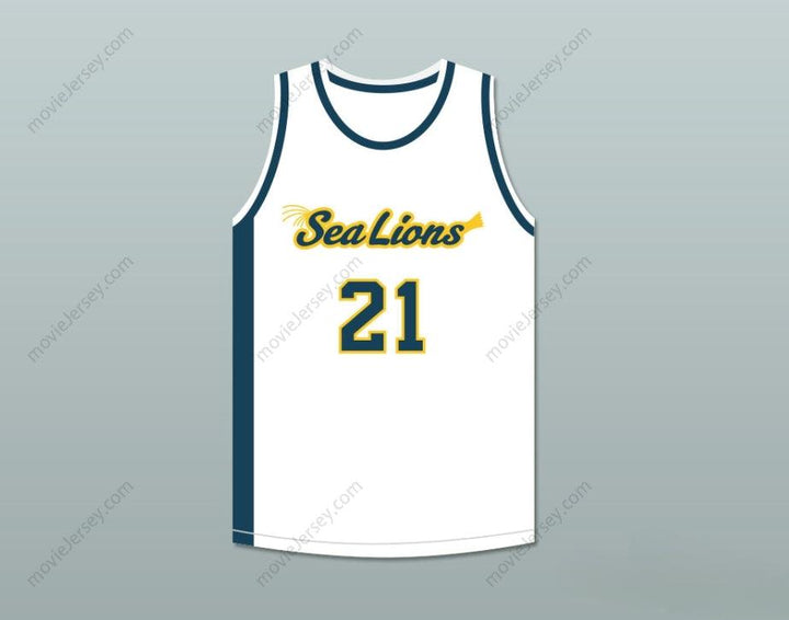 PERSONALIZA Cualquier Nombre Número EVAN WHITBOURNE 21 MALIBU VISTA SEA LIONS JERSEY DE BALONCESTO DALE DURO: LUCHA HASTA EL FINAL Costura Superior S-6XL