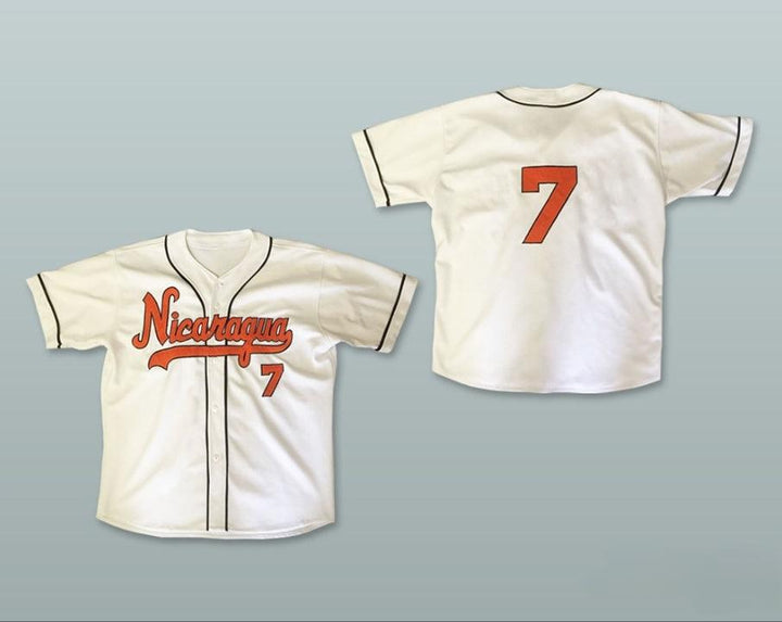 Camiseta de béisbol blanca con nombre y número personalizados de NICARAGUA 7, tallas S-6XL