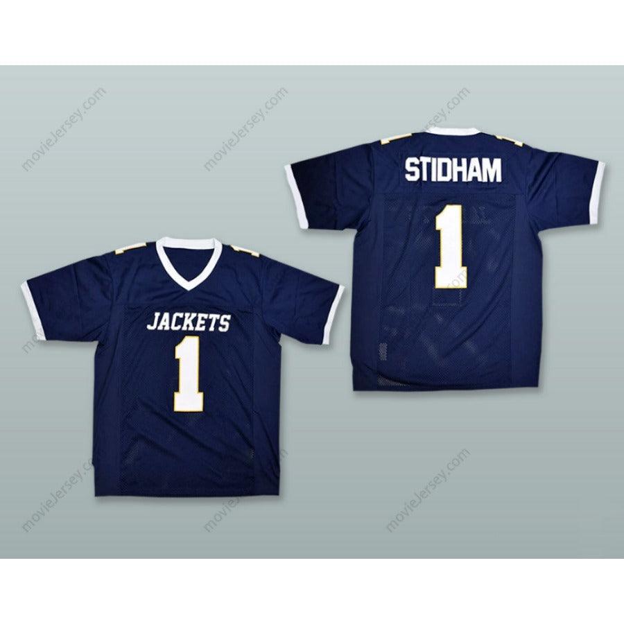 PERSONALIZA CUALQUIER Nombre Número ARRETT STIDHAM 1 STEPHENVILLE HIGH SCHOOL YELLOW JACKETS Azul Marino Camiseta de Fútbol Cosida S-6XL