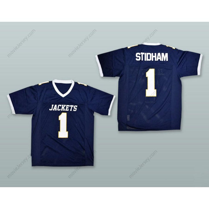 PERSONALIZA CUALQUIER Nombre Número ARRETT STIDHAM 1 STEPHENVILLE HIGH SCHOOL YELLOW JACKETS Azul Marino Camiseta de Fútbol Cosida S-6XL