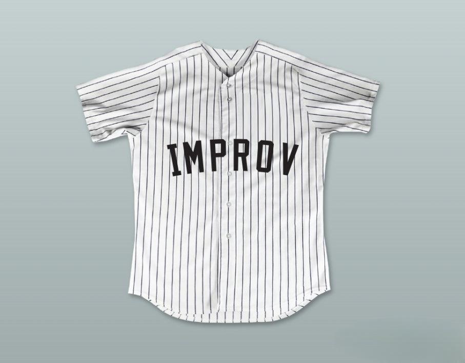 Camiseta de béisbol a rayas blancas de Jerry Seinfeld 2 Improv personalizada con cualquier nombre y número, cosida, tallas S-6XL