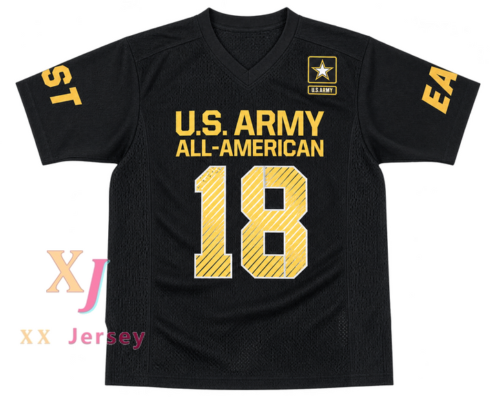 PERSONALIZA CUALQUIER Nombre Número SAM DARNOLD 18 EJÉRCITO DE EE. UU. ESCUELA SECUNDARIA ALL-AMERICAN EAST CAMISETA DE FÚTBOL NEGRA Costuras Reforzadas S-6XL
