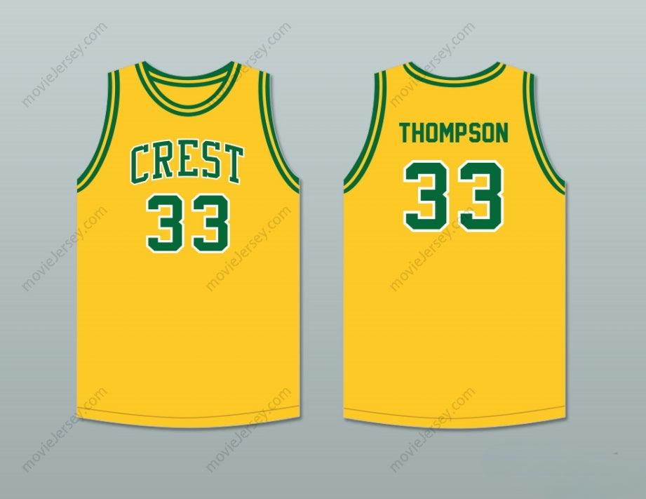 PERSONALIZA Cualquier Nombre Número DAVID THOMPSON 33 CREST HIGH SCHOOL CHARGERS CAMISETA DE BALONCESTO AMARILLA DORADA 1 Top Cosido S-6XL