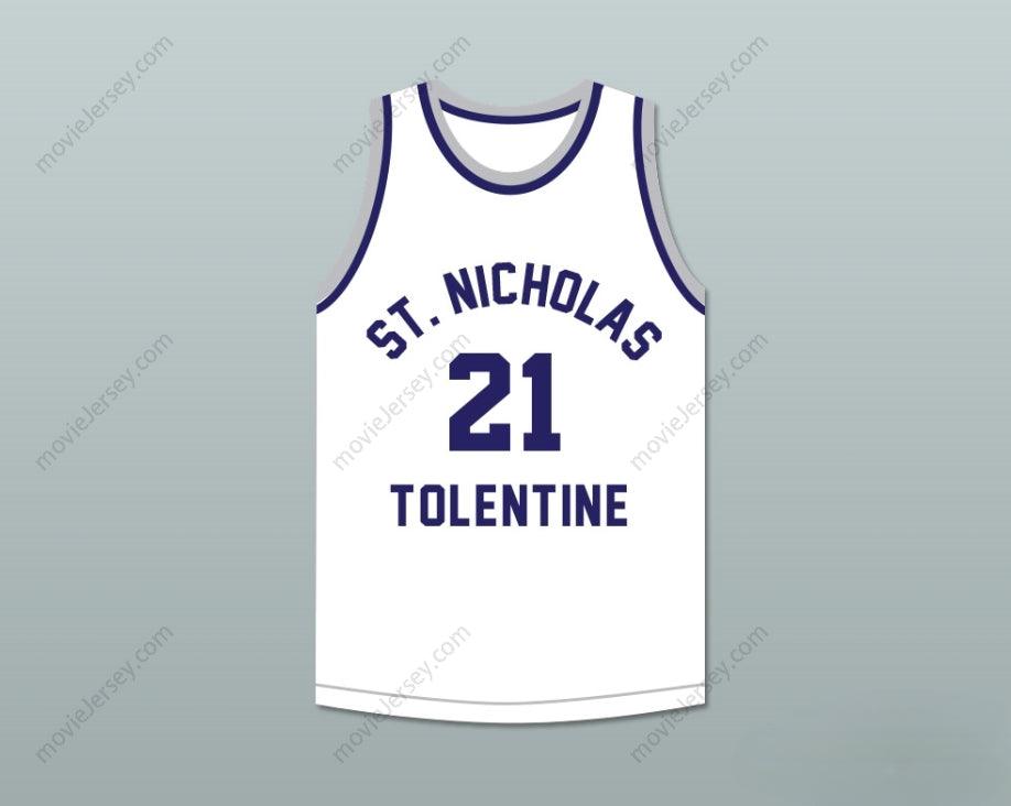 PERSONALIZA Cualquier Nombre Número MALIK SEALY 21 Camiseta de baloncesto blanca del instituto ST. NICHOLAS OF TOLENTINE Cosida S-6XL