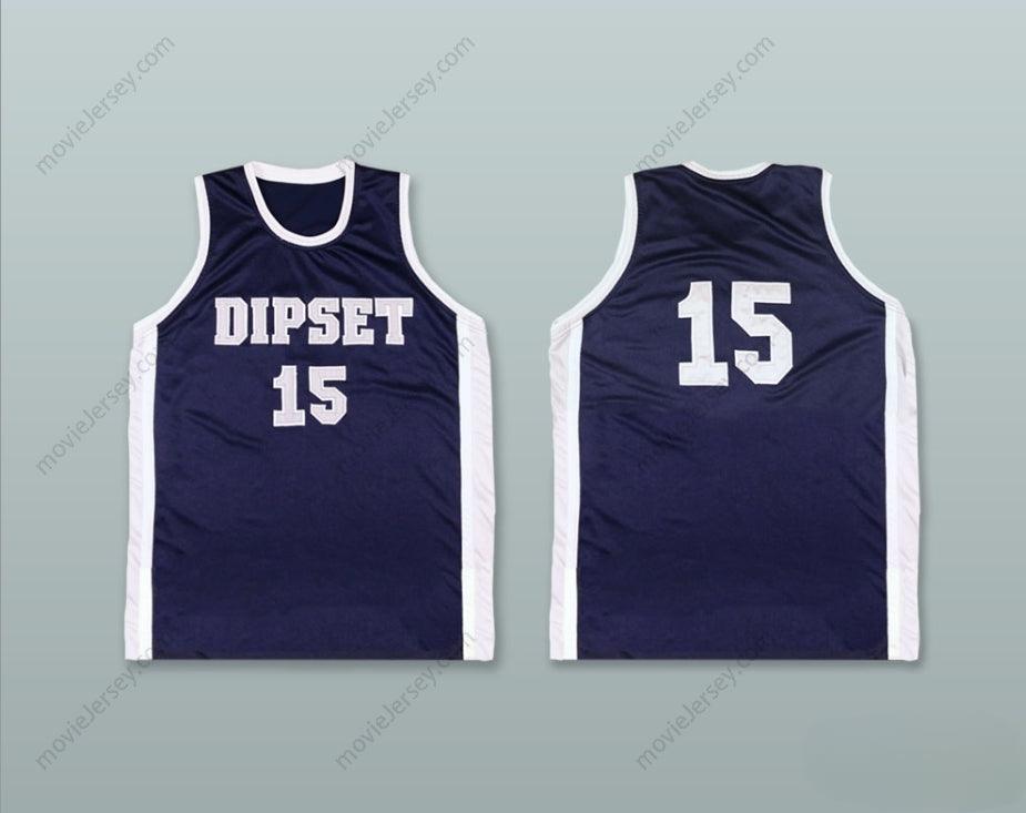 PERSONALIZADA CUALQUIER Nombre Número DIPSET 15 CAMISETA DE BALONCESTO AZUL MARINO Costura Superior S-6XL