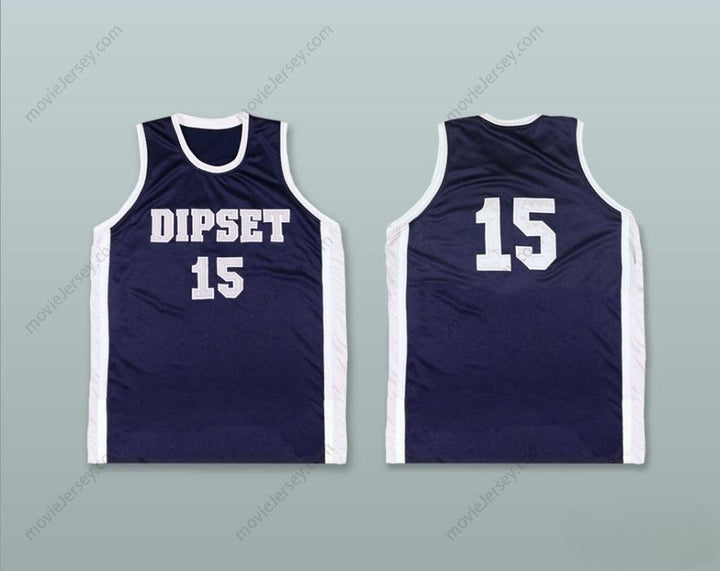 PERSONALIZADA CUALQUIER Nombre Número DIPSET 15 CAMISETA DE BALONCESTO AZUL MARINO Costura Superior S-6XL