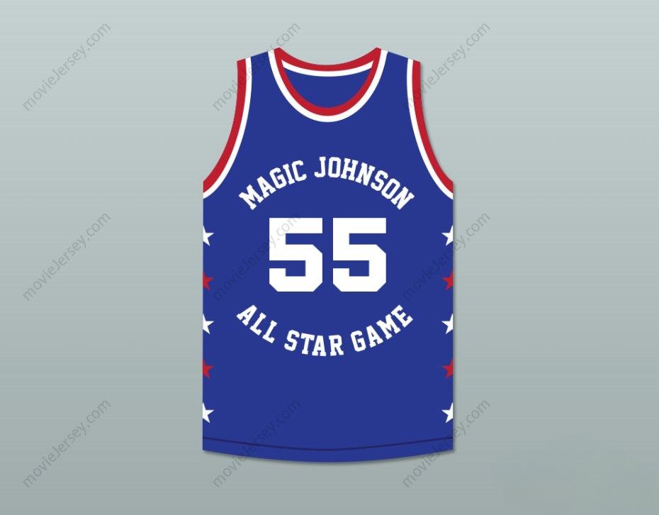 PERSONALIZA CUALQUIER Nombre Número KIKI VANDEWEGHE 55 MAGIC JOHNSON ALL STAR GAME CAMISETA BALONCESTO AZUL 1986 EVENTO DE CARIDAD MIDSUMMER NIGHT'S MAGIC Bordado de primera calidad S-6XL