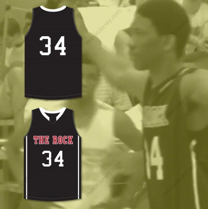 PERSONALIZAR Cualquier Nombre Número JOEL EMBIID 34 THE ROCK HIGH SCHOOL CAMISETA NEGRA BALONCESTO Cosida Tallas S-6XL