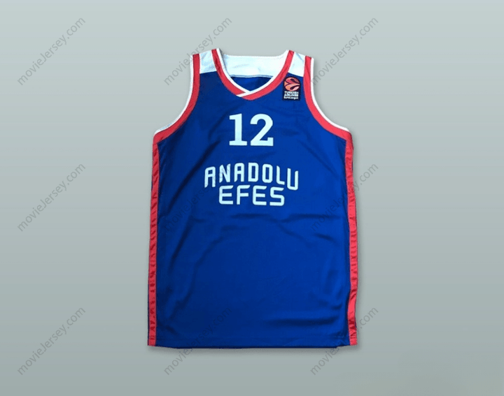 CUSTOM ANY Name Number ANADOLU EFES SK ISTANBUL TURKEY 12 BLUE BASKETBALL JERSEY Top Stitched S-6XL