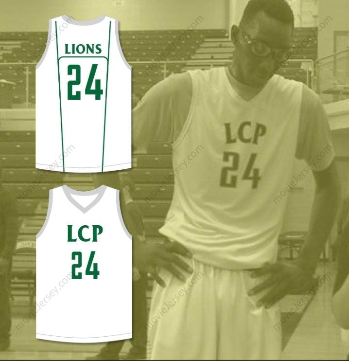 CAMISETA DE BALONCESTO BLANCA DE LOS LIONS DE LIBERTY CHRISTIAN PREP TACKO FALL 24 CON CUALQUIER NOMBRE Y NÚMERO PERSONALIZADOS 1 Bordado superior S-6XL