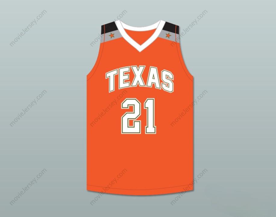 CUSTOM ANY Name Number ALEX CARUSO 21 TEXAS D1 AMBASSADORS  ORANGE BASKETBALL JERSEY 1 Top Stitched S-6XL