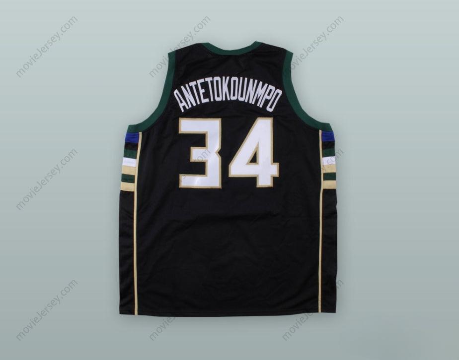 PERSONALIZA CUALQUIER Nombre Número GIANNIS ANTETOKOUNMPO 34 GREEK FREAK CAMISETA DE BALONCESTO NEGRA 1 Parte Superior Cosida S-6XL