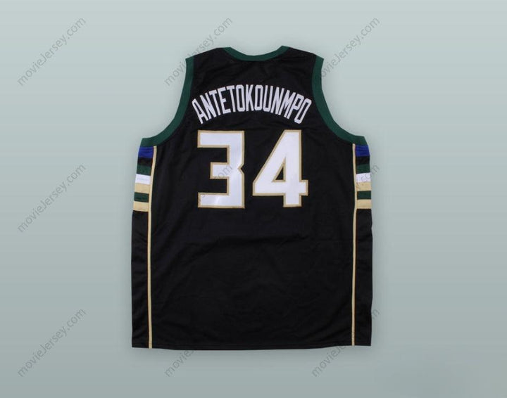 PERSONALIZA CUALQUIER Nombre Número GIANNIS ANTETOKOUNMPO 34 GREEK FREAK CAMISETA DE BALONCESTO NEGRA 1 Parte Superior Cosida S-6XL
