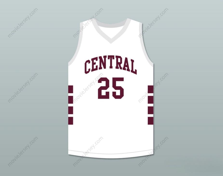 PERSONALIZA CUALQUIER Nombre Número JUGADOR 25 BRISTOL CENTRAL RAMS CAMISETA DE BALONCESTO BLANCA Parte Superior Cosida S-6XL