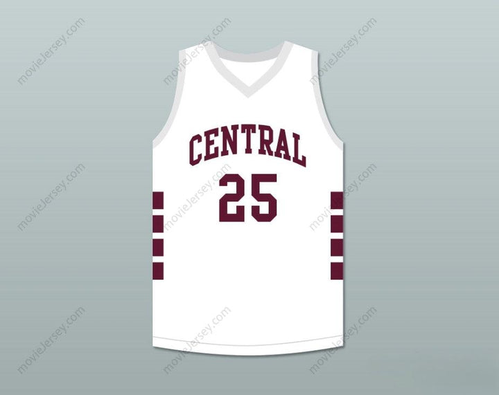 PERSONALIZA CUALQUIER Nombre Número JUGADOR 25 BRISTOL CENTRAL RAMS CAMISETA DE BALONCESTO BLANCA Parte Superior Cosida S-6XL