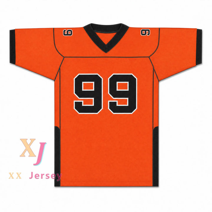 CAMISETA DE FÚTBOL DORGHU 99 ORC FOGTEETH, NEGRO/NARANJA, CON PARCHES PERSONALIZADOS Y DOBLE COSTURA, TALLAS S-6XL