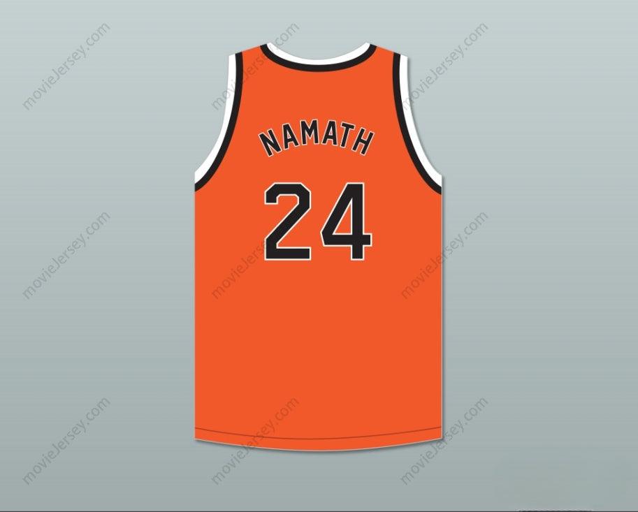 PERSONALIZADO CUALQUIER Nombre Número JOE NAMATH 24 BEAVER FALLS HIGH SCHOOL TIGERS CAMISETA DE BALONCESTO NARANJA 1 Parte superior Cosida S-6XL