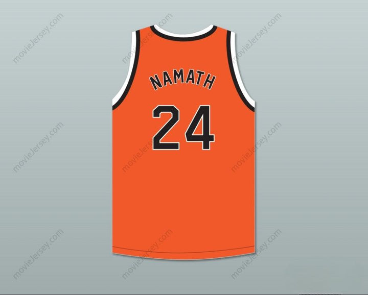 PERSONALIZADO CUALQUIER Nombre Número JOE NAMATH 24 BEAVER FALLS HIGH SCHOOL TIGERS CAMISETA DE BALONCESTO NARANJA 1 Parte superior Cosida S-6XL