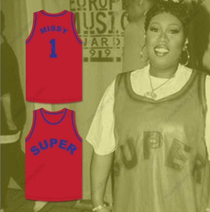 PERSONALIZA Cualquier Nombre Número MISSY 'MISDEMEANOR' ELLIOTT 1 JERSEY DE BALONCESTO ROJO SÚPER Superior Cosido S-6XL