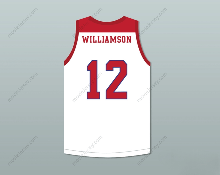 PERSONALIZA Cualquier Nombre Número ZION WILLIAMSON 12 ESCUELA DIURNA GRIFFINS BLANCA CAMISETA DE BALONCESTO 2 Bordado S-6XL
