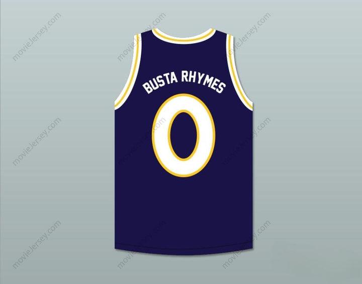 PERSONALIZA Cualquier Nombre Número BUSTA RHYMES 0 MONSTARS CAMISETA BALONCESTO AZUL OSCURO HIT EM HIGH Parte Superior Cosida S-6XL