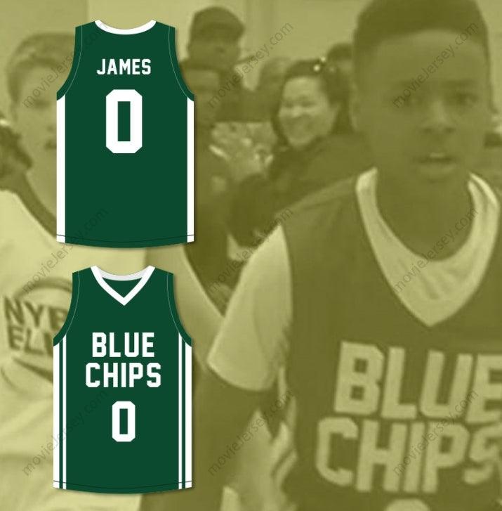 PERSONALIZAR CUALQUIER Nombre Número LEBRON JAMES JR 0 AZUL CHIPS VERDE CAMISETA BALONCESTO 2 Top Stitched S-6XL