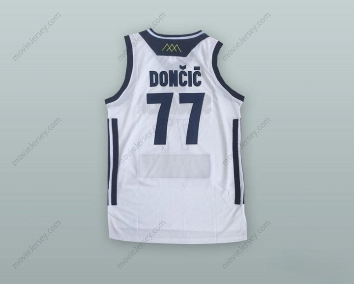 PERSONALIZA Cualquier Nombre Número LUKA DONCIC 77 ESLOVENIA Camiseta Baloncesto Blanca Costuras Top S-6XL