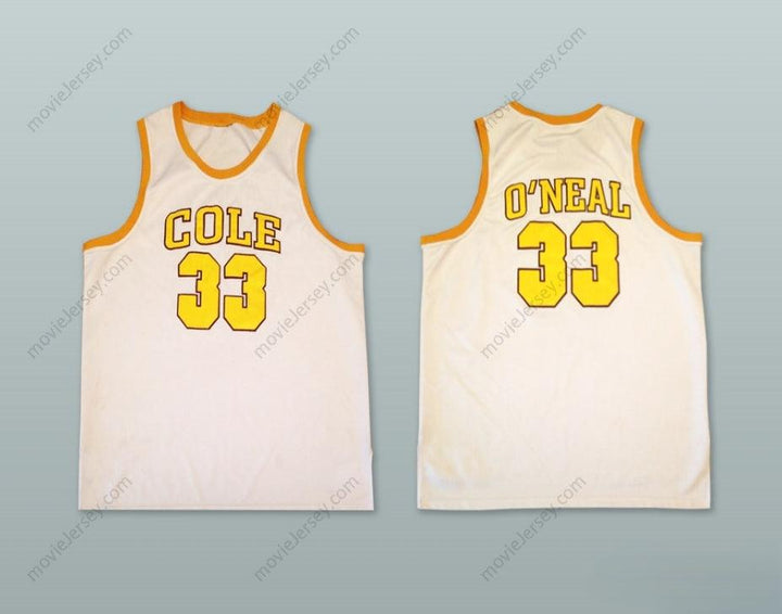 Camiseta de baloncesto blanca con nombre y número PERSONALIZADOS de SHAQUILLE O'NEAL 33 del instituto ROBERT G. COLE, cosida, tallas S-6XL