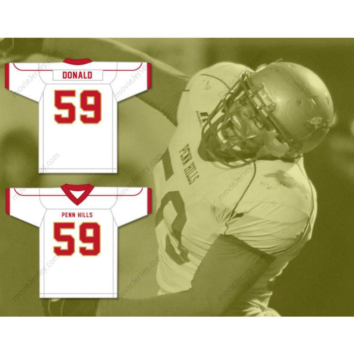 PERSONALIZA CUALQUIER Nombre Número AARON DONALD 59 CAMISETA FÚTBOL AMERICANO PENN HILLS HIGH SCHOOL INDIANS Tallas S-6XL Cosida