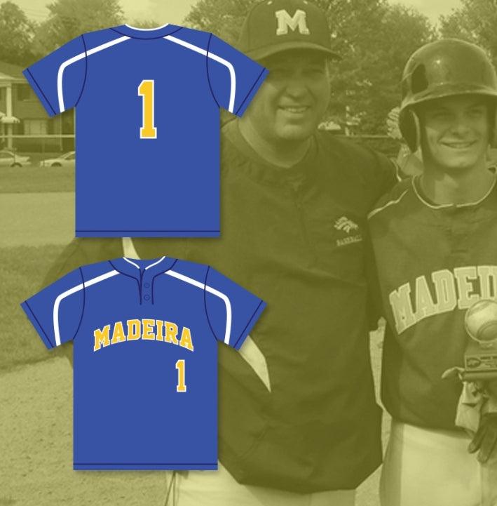 Personalizado Cualquier Nombre Número ANDREW BENINTENDI 1 CAMISETA DE BÉISBOL AZUL DE LOS MUSTANGS DE LA ESCUELA SECUNDARIA MADEIRA 1 Cosido Superior S-6XL