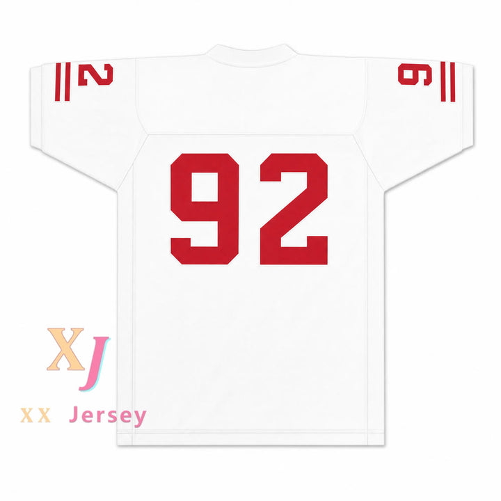Marcel Andry 92 EMCC Lions Football Jersey — white back view