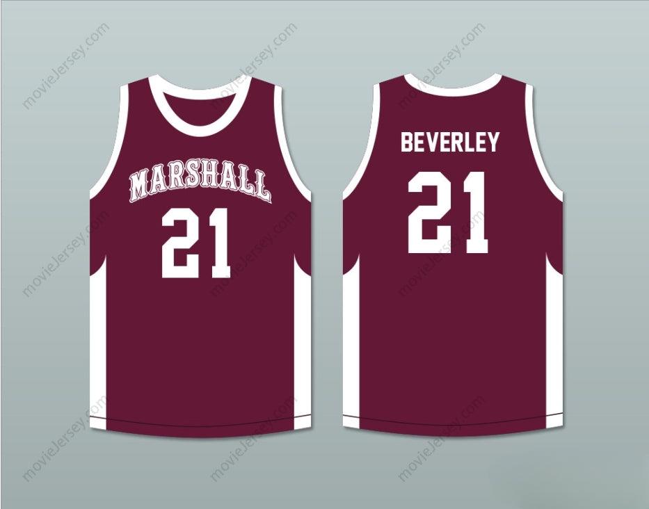 CUSTOM ANY Name Number PATRICK BEVERLEY 21 JOHN MARSHALL METROPOLITAN HIGH SCHOOL COMMANDOS MAROON BASKETBALL JERSEY Top Stitched S-6XL