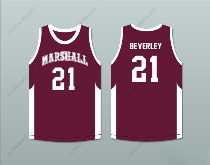 CUSTOM ANY Name Number PATRICK BEVERLEY 21 JOHN MARSHALL METROPOLITAN HIGH SCHOOL COMMANDOS MAROON BASKETBALL JERSEY Top Stitched S-6XL