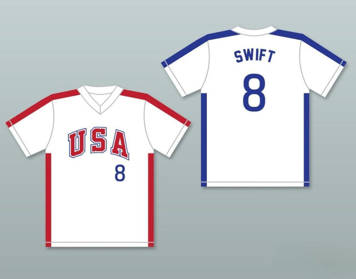 Camiseta de béisbol blanca con el número y nombre personalizados BILL SWIFT 8 del EQUIPO DE USA 1984, con costuras, tallas S-6XL