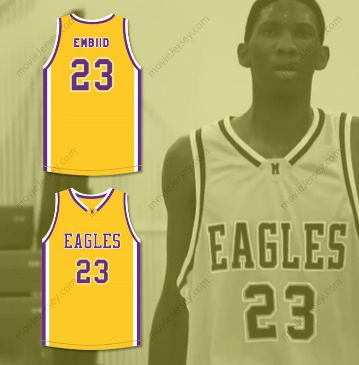 PERSONALIZA Cualquier Nombre Número JOEL EMBIID 23 ACADEMY Camiseta de Baloncesto Amarilla con Costura Superior S-6XL