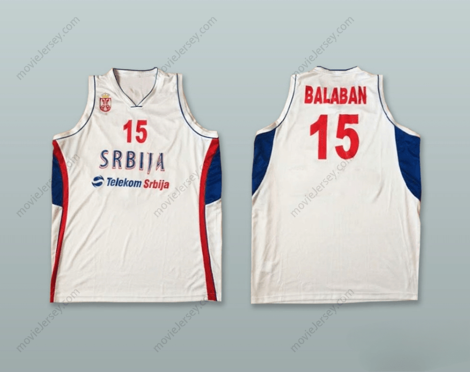 PERSONALIZA Cualquier Nombre Número DARKO BALABAN 15 SERBIA Camiseta Baloncesto Blanca Cosida Tallas S-6XL