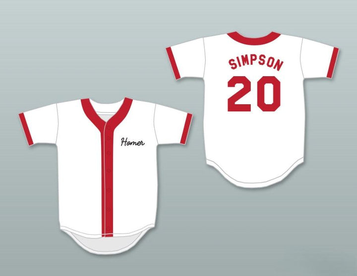 Custom Any Name Number HOMER SIMPSON 20  NUCLEAR POWER PLANT SOFTBALL TEAM BASEBALL JERSEY Top Stitched S-6XL