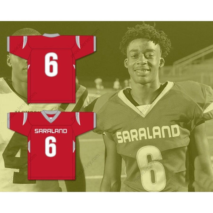 CUSTOM ANY Name Number CORDALE FLOTT 6 SARALAND HIGH SCHOOL SPARTANS Football Jersey Top Stitched S-6XL