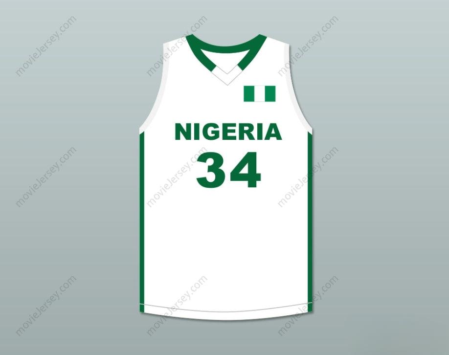 PERSONALIZA CUALQUIER Nombre Número GIANNIS ANTETOKOUNMPO 34 NIGERIA BLANCO CAMISETA BALONCESTO Cosida S-6XL