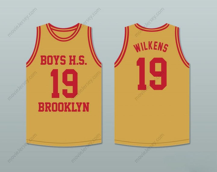 PERSONALIZA CUALQUIER Nombre Número LENNY WILKENS 19 BOYS HIGH SCHOOL BROOKLYN ORO ANTIGUO CAMISETA BALONCESTO Cosido S-6XL