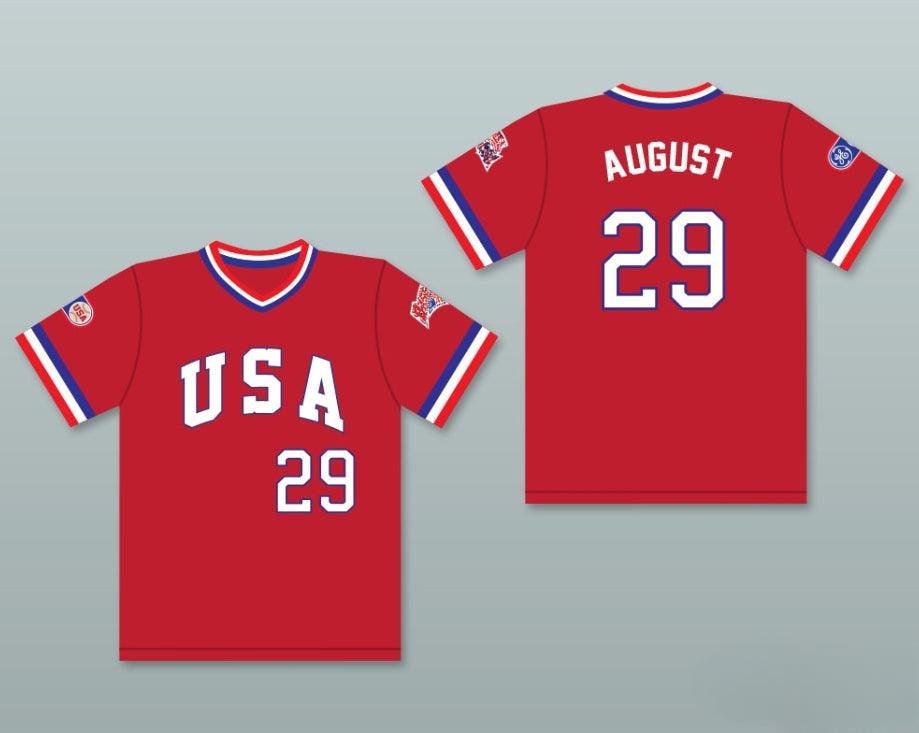 Custom Any Name Number DON AUGUST 29 1984 USA TEAM RED BASEBALL JERSEY Top Stitched S-6XL