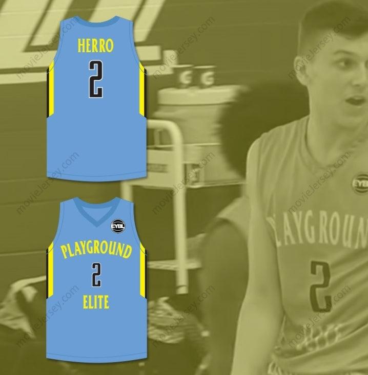 PERSONALIZA Cualquier Nombre Número TYLER HERRO 2 PLAYGROUND ELITE AAU CAMISETA BALONCESTO AZUL CLARO CON PARCHE Costura Superior S-6XL
