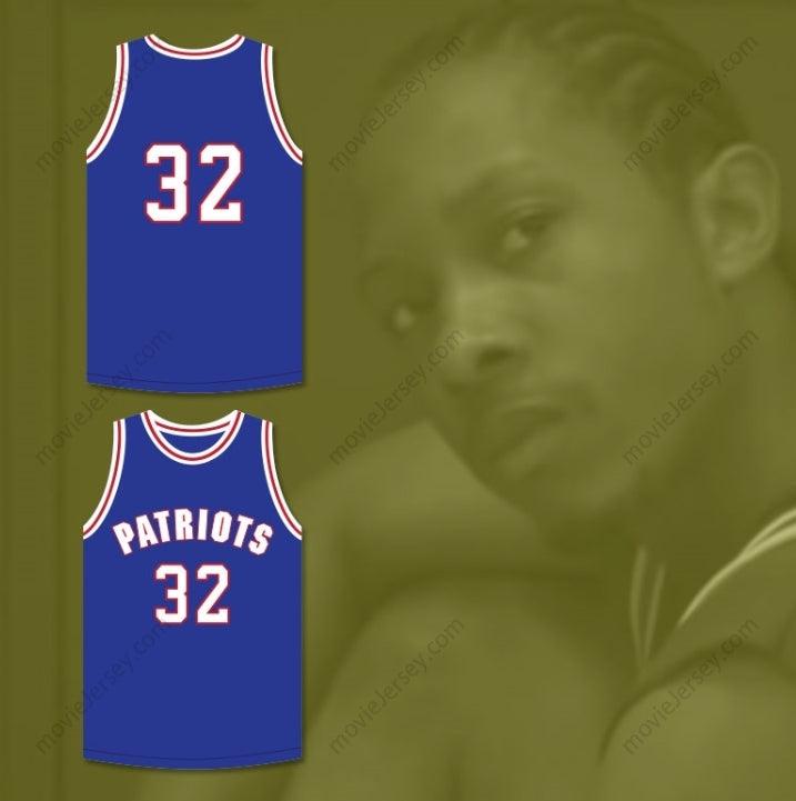 PERSONALIZADA CUALQUIER Nombre Número ROSCOE 32 WILL FOSTER HIGH SCHOOL PATRIOTS AZUL CAMISETA DE BALONCESTO LAS ZAPATILLAS ROJAS Costura superior S-6XL